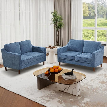 Kingfun 60" Chenille Sofa, Loveseat Couch, Mid Century Modern Love Seat Couches with Solid Wood Frame for Living Room Bedroom