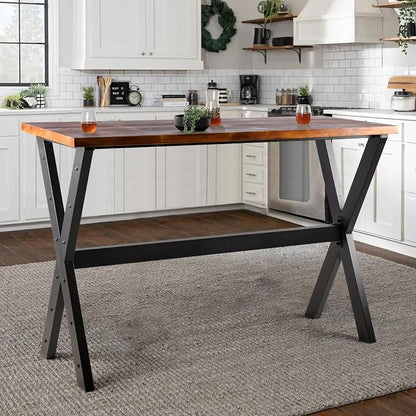 Industrial Rectangle Dining Table for Kitchen 41.3inch High Top Bar Table Narrow Patio Table Rustic Conference Working Desk for Office