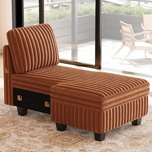 Belffin Modular Sectional Storage Chaise Module for Modular Sectional Sofa Left-Facing Chaise Brick Red Couch