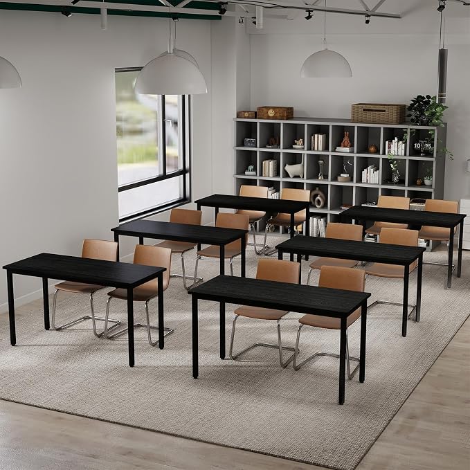 Bonzy Home Conference Tables 18ft Office Computer Desk for Meeting Room Study Writing Printer Table Meeting Seminar Table for 20 People Modern Black 8PCS (220.4"x47.2"x29.5", Black)
