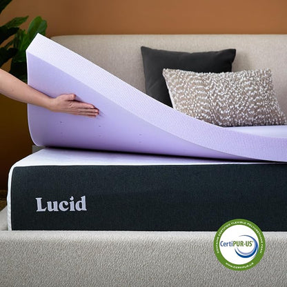 Lucid® 3" Lavender Memory Foam Mattress Topper – CertiPUR-US®, Cal King