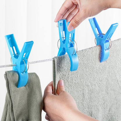 JABINCO Beach Towel Clips Chair Clips Towel Holder,Plastic Clothes Pegs Hanging Clip Clamps (Pack of 8)