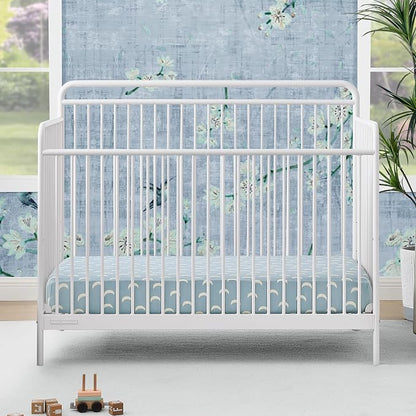 Delta Children Hayden 5-in-1 Convertible Metal Crib, Warm Gray