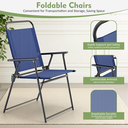 Shintenchi 6 Piece Outdoor Patio Furniture Set, Small Outdoor Patio Dining Table and Chairs Set, Outdoor Seating with Umbrella for Backyard, Balcony, Front Porch, Dark Blue