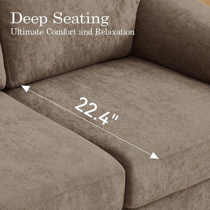 Boneless Couch Sets, Modern 3 Seater Sofa with Accent Chair, Floor Cloud Couch Sets with Extra Comfy Soft Deep Seats for Living Room, Apartment, No Assemby, Set of 2, Brown