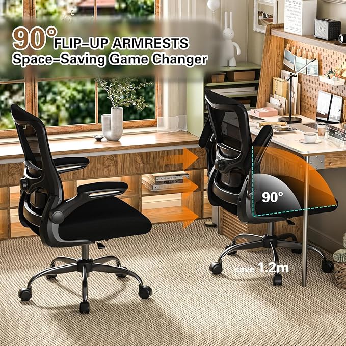 Ergonomic Office Chair for Long Hours, Padded Lumbar Support for Lower Back Relief, 330 lb Capacity, Comfortable Computer Desk Chair for Home Office, Computer & Study