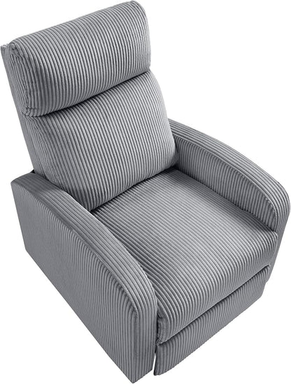 Lexicon Corduroy Pushback Recliner Chair Armchair Push Back Recliner, Solid Wood Frame and Metal Base, Easy Assembly Small Soft Single Sofa Accent Chair for Living Room/Office/Apartment, Dark Grey
