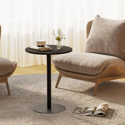 C Shaped Side Table, Round End Table, Tv Trays Table for Couch, Small Snack Table with Metal Leg for Living Room, Bedroom, Bedside, Sofa and Office (Black)