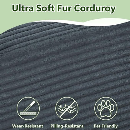 96" Modular Sectional Sofa, Modern Corduroy Cloud Couch, Boneless Couch Upholstered 3-Seater L-Shaped Sofa for Living Room, No Assembly Required (Dark Grey, Left-Facing Chaise)