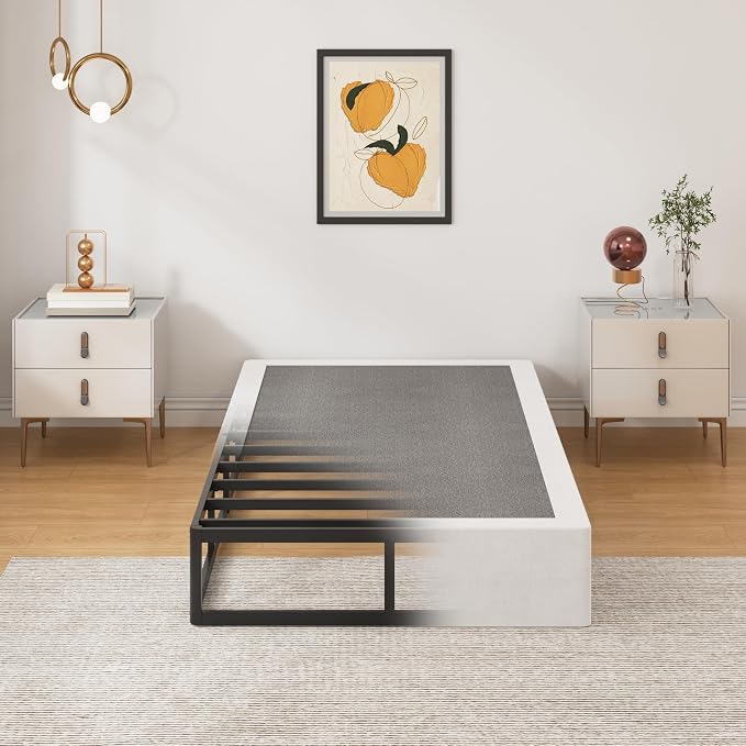 SHLAND Twin Box Spring - 10 Inch Heavy Duty High Profile Metal Box Springs for Twin Bed, Mattress Foundation with Fabric Cover, Easy Assembly