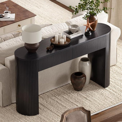 ONBRILL 55 Inch Console Table with 2 Drawers, Entryway Tables with Storage, Sofa Table Behind The Couch, Hallway Tables, Black