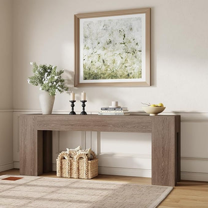 Epecoya Extra Long Sofa Console Table for Entryway Living Room, 79-Inch Farmhouse Wood Behind Couch Table, Rectangular Accent Console with Wooden Double Base for Hallway Foyer Entrance, Light Brown