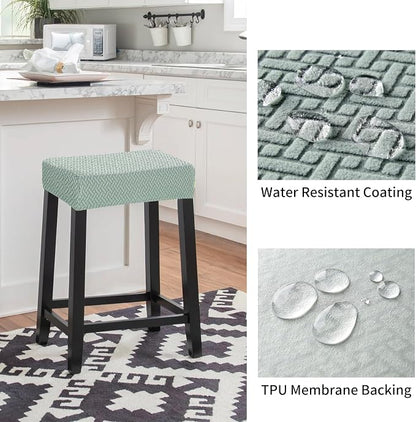 YISUN Stool Covers Rectangle - 2 Pack Stretch Waterproof Saddle Seat Cover Counter Bar Stools Bar Chairs Covers Kitchen Island Chairs Cushion Protector