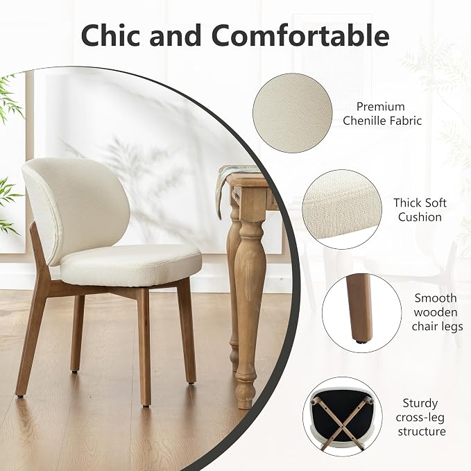 YOUNIKE Dining Chairs Set of 4 Modern Kitchen Dining Room Chairs Beige