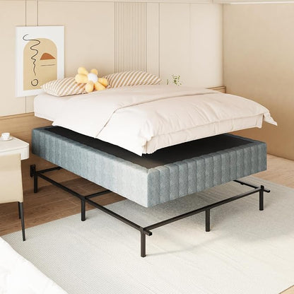 NHODIR 9 Inch King Box Spring, High Profile Box Spring King Size Heavy Duty Metal Mattress Foundation with Upholstered Fabric Cover, Easy Assembly