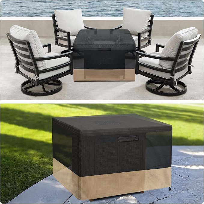 Stanbroil 40-Inch Patio Square Cover, 600D Waterproof Fire Pit Cover for Outdoor Fire Pit Table, Fire Bowl, Patio Furniture, Waterproof, Black