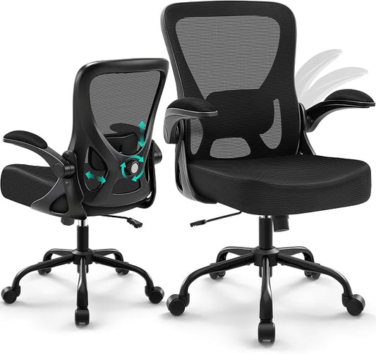 AreShark Office Chair - Ergonomic Breathable Mesh Desk Chair with Adjustable Lumbar Support and Flip-up Armrests - Executive High Back Rolling Swivel Comfortable Computer Gaming Chair for Home Office