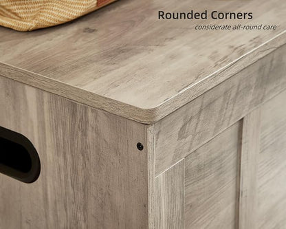VANKILEY 51.2" Storage Chest Extra Large,Storage Bench with 2 Safety Hinges,Shoe Bench,51.2 * 15.7 * 19.1 inches,Wooden Trunk for Bedroom,livingroom,entryway,Supports 220 lb,Easy Assembly(Greige