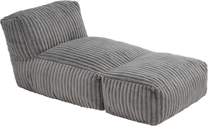 Hobestluk Giant Memory Foam Bean Bag Chairs Sofa for Adults (Grey,Large) | Soft Fabric,Ergonomic Back Support,Lightweight,Easy Clean,No Assembly,Wear-resisting,For Livingroom Guest room,Well-looking