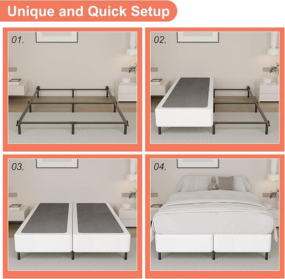Yicensen Split King Box Spring 5 Inch, Low Profile Heavy Duty Metal Box Spring King Size with Fabric Cover, Noise-Free, Quick Assembly