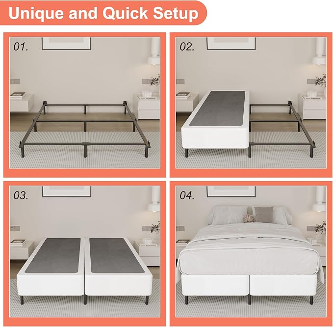Yicensen 9 Inch Split King Box Spring High Profile Box Spring King Size Heavy Duty Metal Bed Base with Fabric Cover, Mattress Foundation, Noise Free, Easy Assembly