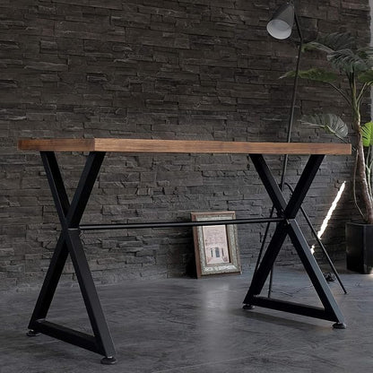 Computer Desk Contemporary Industrial Table for Home Office and Hallway, Black Wood Top with Metal Legs, Sturdy Hardwood Construction, 30" H x 47.2" W x 23.6" D, Some Assembly Required
