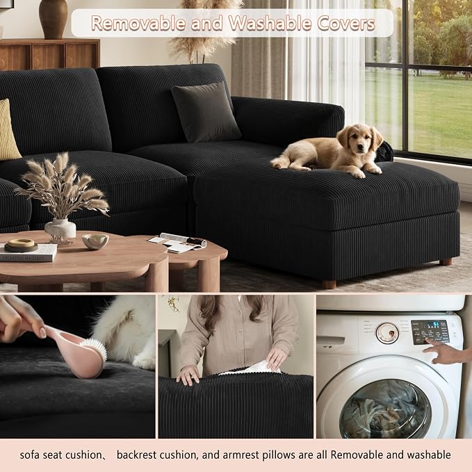 EASE MOOSE Oversized Sectional Modular Sofa, Extra Large v Shape Sectional Couch Wide Deep Seat Modular Cloud Couch,Removable Cover