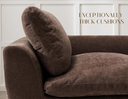 ohllob Oversized Cloud Sectional Couches for Living Room, Boneless U Shaped Couch with Ottoman, 4 Seater Modular Sectional Sofa, Brown