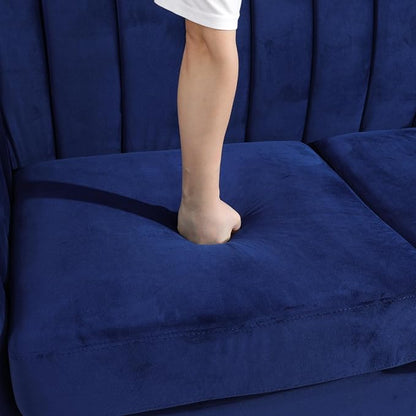 Accent Chair, Single Couch Chair with Style Button Tufted, Scroll Arms and Nailhead for Living Room, Office, Apartment, Blue
