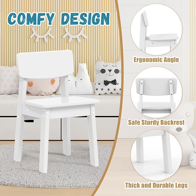 Costaelm Outdoor Kids Dining Chair Set of 2,Step Stool Toddler Chair, White