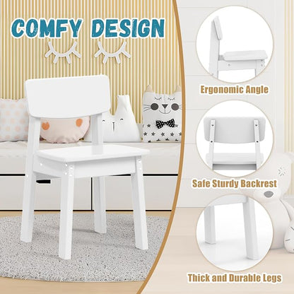 Costaelm Outdoor Kids Dining Chair Set of 2,Step Stool Toddler Chair, White