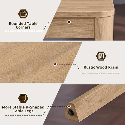 Joaxswe Farmhouse Nesting Tables Set of 3, Nesting Side Tables with Rounded Corners & 4 Thickened Table Legs, Natural Wood