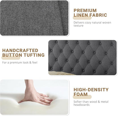 Queen Headboard Only, Upholstered Headboard for Adjustable Bed Linen Tufted Queen/Full Size Wall Mounted Head Board with Solid Wood Legs Head Board, Dark Gray