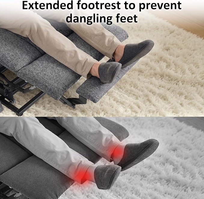 MCombo Power Lift Recliner Chair for Elderly, Electric Lift Chair with Extended Footrest, USB Ports, Cup Holders, Fabric 7287 (Dark Gray, Medium)