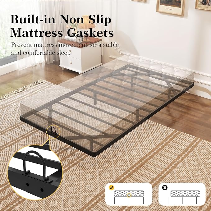 Awesofurni Floating Bed Frame Twin Size, Twin Bed Frame with Smart LED Lights, Heavy Duty Modern Metal Platform Bed No Box Spring Needed - Easy Assembly and Noise Free