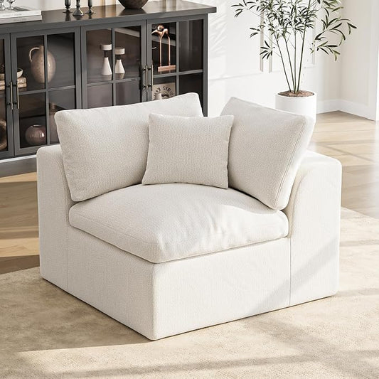 36 Inch Corner Seat | Modular Sectional Couch Sofa | Ivory White
