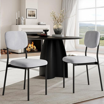 Einhomn Upholstered Dining Chairs Set, Modern Stackable Dining Room Chairs with Soft Velvet Backrest, Kitchen Chairs with Sturdy Metal Legs for Living Room, Restaurant, Set of 2,Light Grey