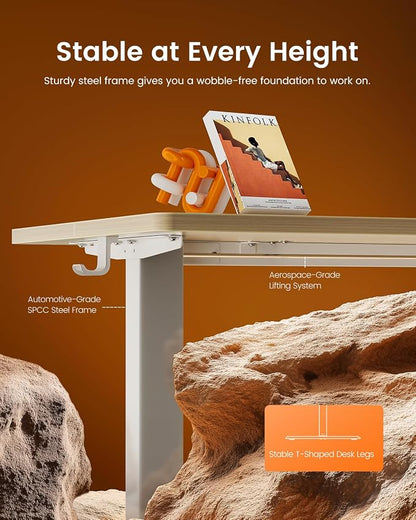 ErGear Height Adjustable Electric Standing Desk, 32 x 19 Inches Sit Stand up Desk, Memory Computer Home Office Desk, Natural