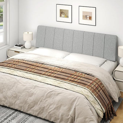 King Size Headboard Only-No Assembly, Upholstered Headboard King Size Linen Fabric Modern Style Headboards Extra-Thick, Light Gray