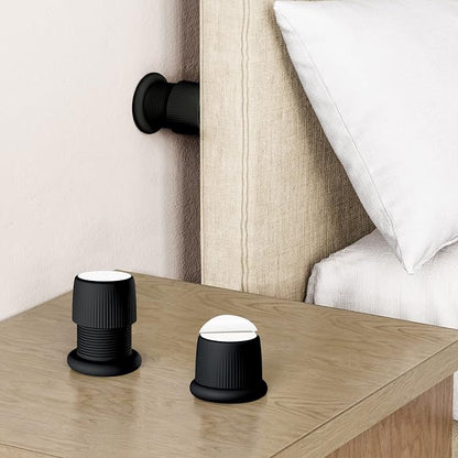 Headboard Stoppers, 1.6-2.6 inches Bed Wall Stopper, Adjustable Bed Frame Anti-Shake Tool, Headboard Bed Stabilizer for Wall Furniture (Black - 2 pcs)