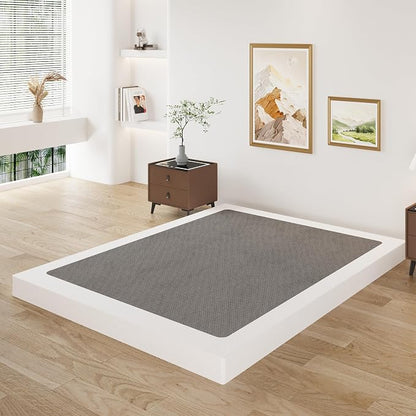 Lutown-Teen 3 Inch King Box Spring Low Profile, Heavy Duty Metal King Size Box Spring Bed Base with Fabric Cover, Mattress Foundation, Noise Free, Easy Assembly
