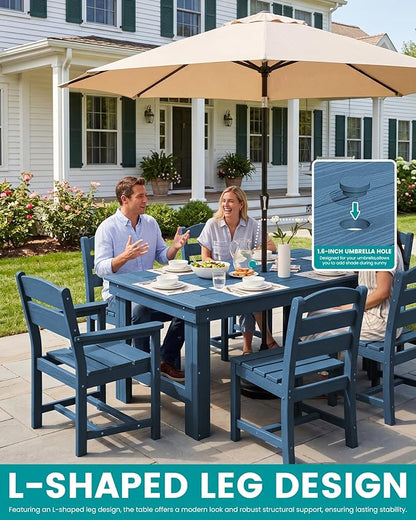 SERWALL HDPE Outdoor Dining Table and Chairs Set for 4 | with Armless Chair Seat