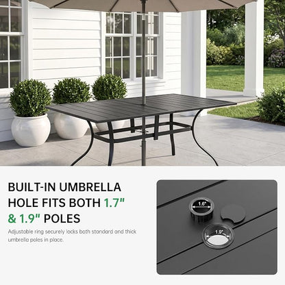 7-Piece Outdoor Dining Set with Umbrella Hole,Patio Swivel Chairs Set and 63"x 38"x 28" Outdoor Patio Table for 6,Modern Garden Dining Set for Poolside Seaside Backyard