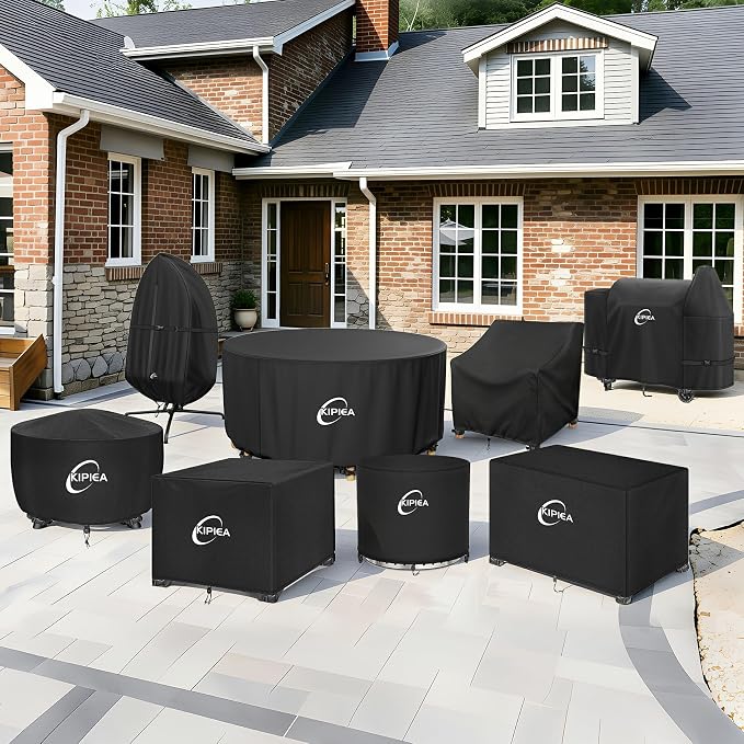 Kipiea Square Fire Pit Cover, Upgraded 600D Strong Tear Resistant, 28" L x 28" W x 25" H Super Waterproof Fire Pit Table Cover, UPF 50+ Outdoor Firepit Cover Square Fading Resistant