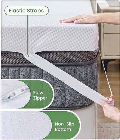 SINWEEK 3 Inch Memory Foam Mattress Topper Queen Size with Breathable Bamboo Cover, Pressure Relief Mattress Pad to Revitalize Old or Sagging Beds, Non-Slip and Machine Washable for Easy Care
