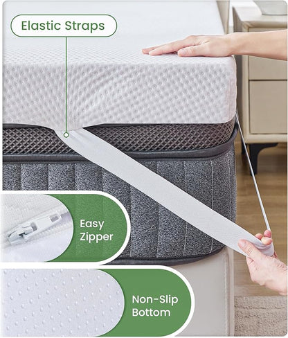SINWEEK 2 Inch Memory Foam Mattress Topper Twin Size with Breathable Bamboo Cover, Pressure Relief Mattress Pad to Revitalize Old or Sagging Single Beds, Non-Slip and Machine Washable for Easy Care