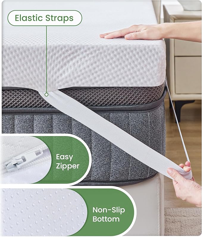 SINWEEK 3 Inch Memory Foam Mattress Topper Twin XL Size with Breathable Bamboo Cover for College Dorm, Pressure Relief Mattress Pad to Revitalize Old Beds, Non-Slip and Machine Washable for Easy Care