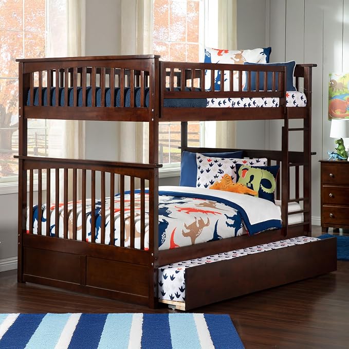AFI, Columbia Ladder Bunk Bed Full Over Full with Full Trundle, Walnut