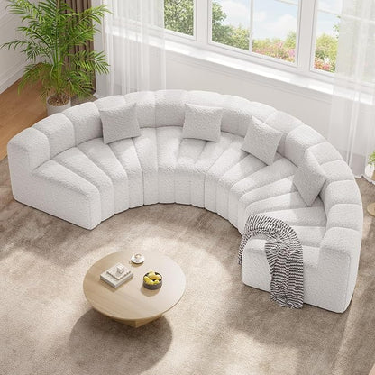 128" Oversized Curved Cloud Couch, Modern Compressed Modular Sectional Sofa, 4 Seater Boneless Couches for Living Room, No Assembly Required, White 1 PCS