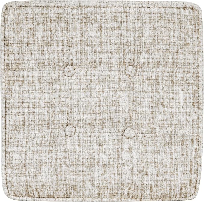 HomePop 18" Square Tufted Storage Ottoman - Cream Textural Woven
